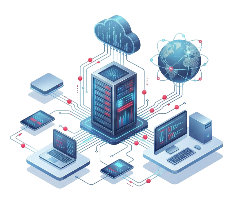 3D isometric illustration of data center servers
